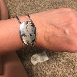 Silver cuff bracelet with gamecock